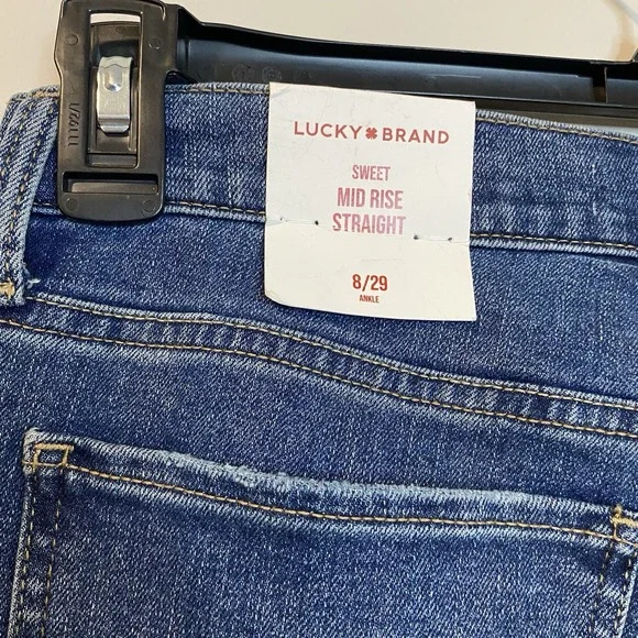Lucky Brand Sweet Mid Rise Straight Cutoff Jeans Women's 8/29 Ankle Medium Wash - Picture 6 of 13